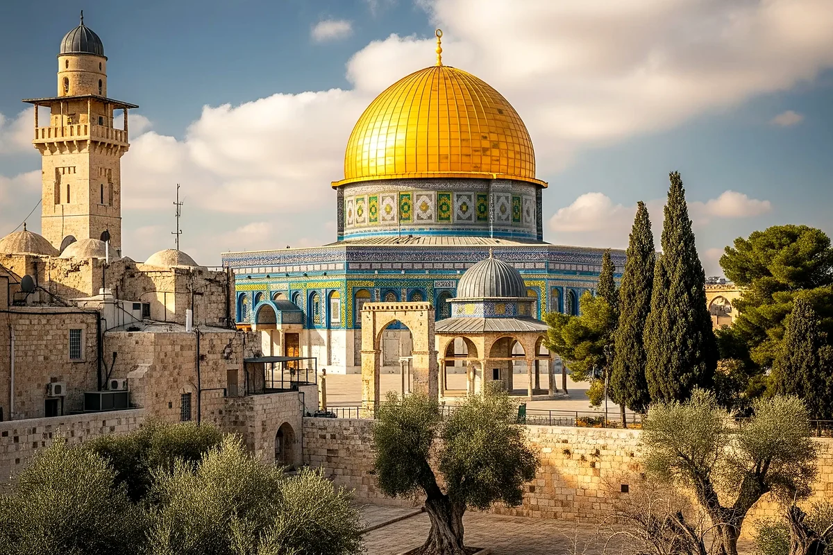 The Dome of the Rock among olive trees